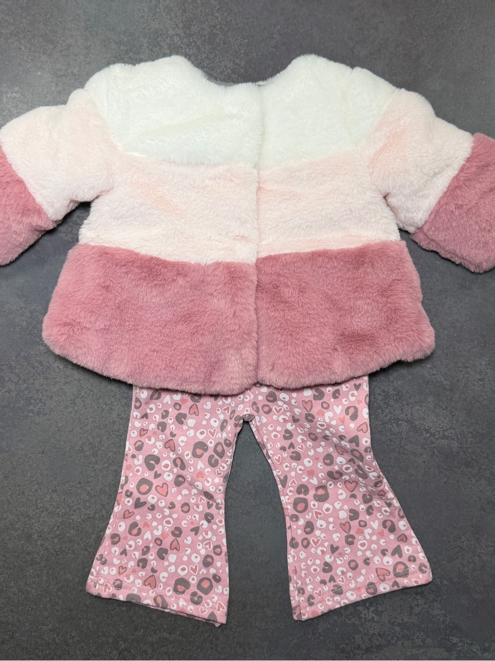 First Impressions Fur-plush Coat 0-3M Millie&Myles Cheetah Pant Outfit 3pc Set